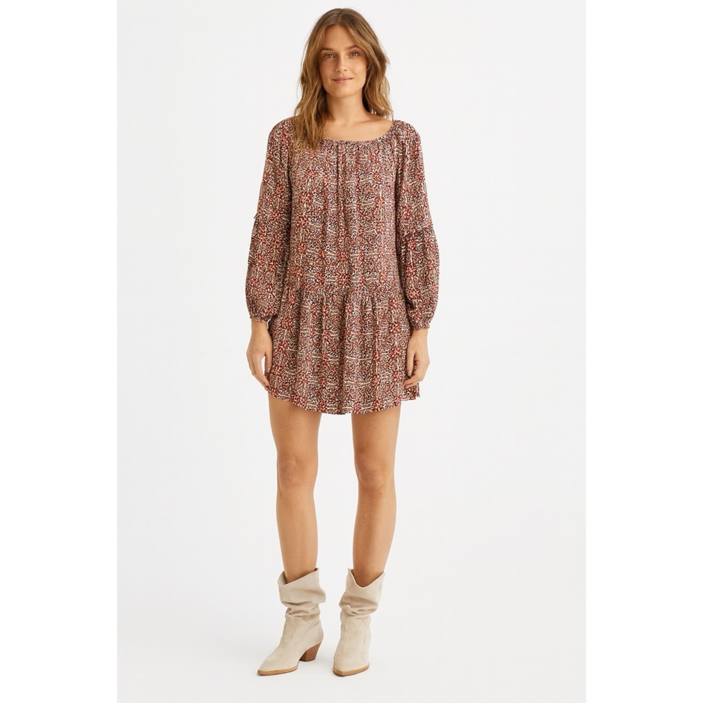 Max Studio Pink Multi Floral Tunic/Dress Drop Elastic Waist, Size L